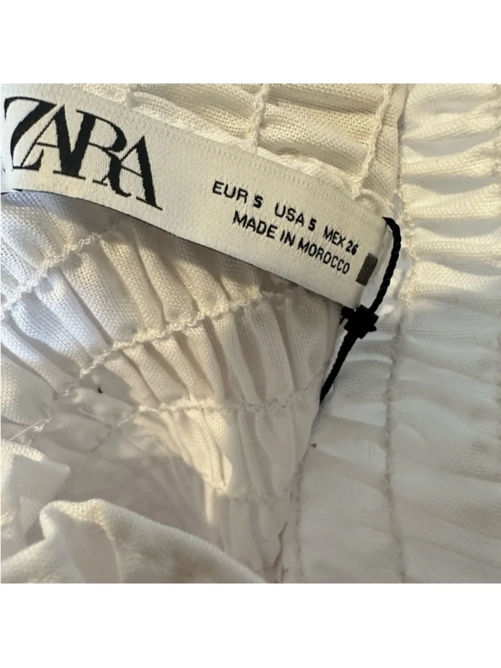 Zara White Smocked Off-Shoulder Wrap Crop Top